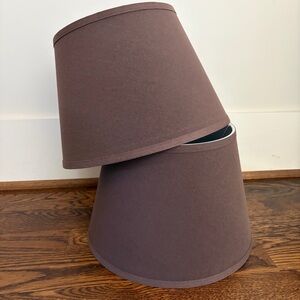 Set of Two Brown Fabric Lamp Shades